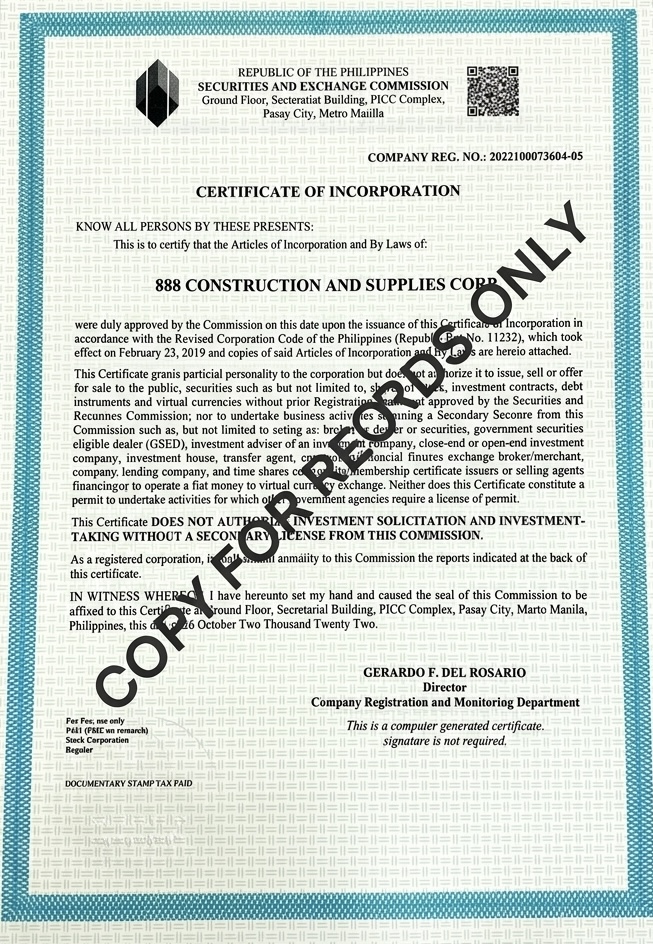 SEC Certificate